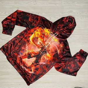 demon slayer sweatshirt sweater pull over fire anime hoodie size large